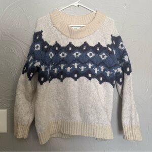 Women’s Aerie oversized Blue Grey Cream Chunky Sweater, Medium